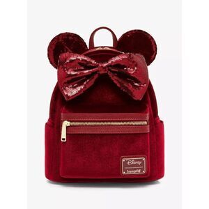 Loungefly Disney Minnie Mouse Velvet Sequined Ears Mini Backpack